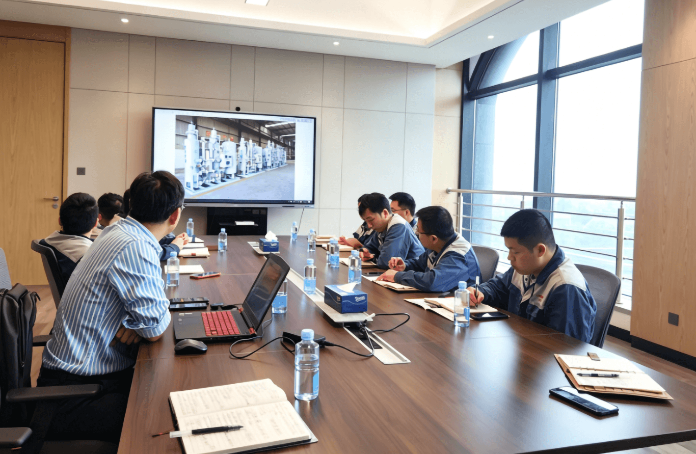 HUATAI engineer and client discussing nitrogen generation system solution