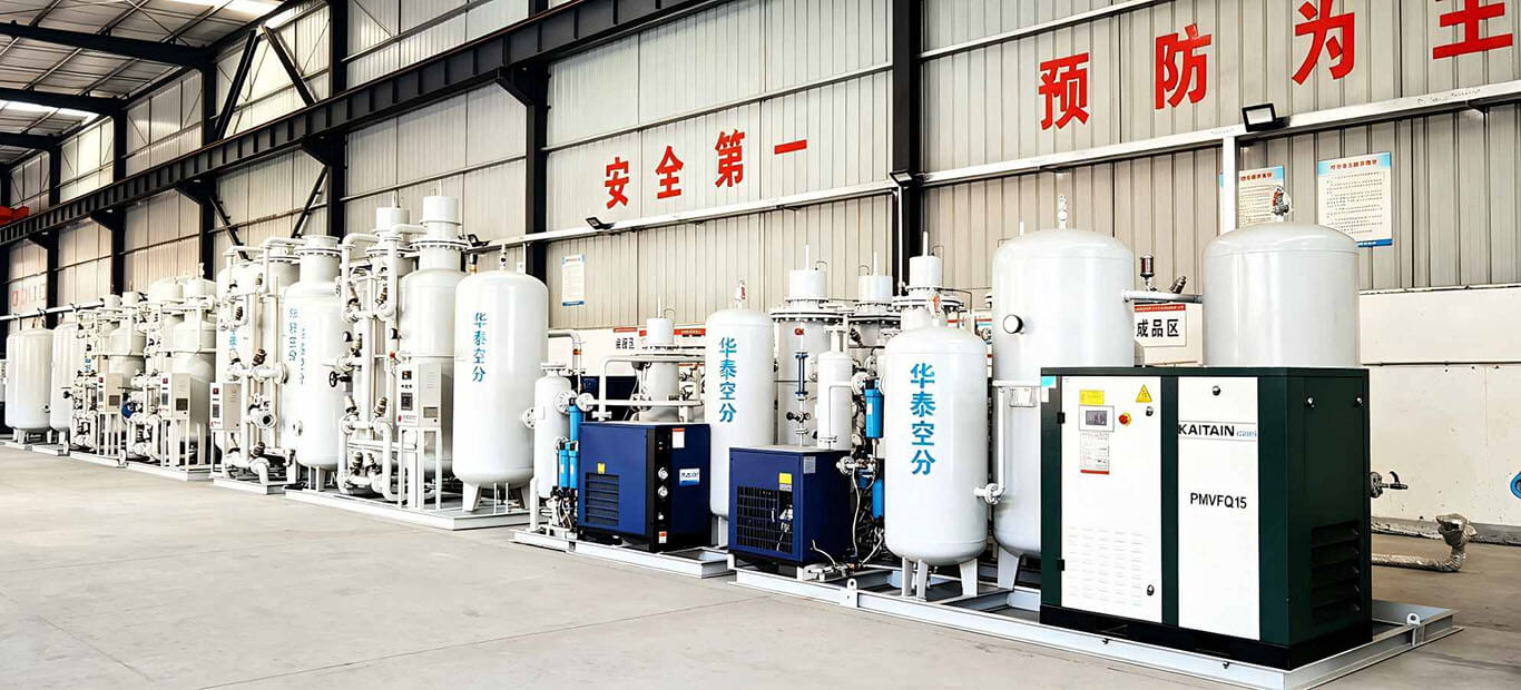 Industrial PSA nitrogen generator system installed in factory production environment