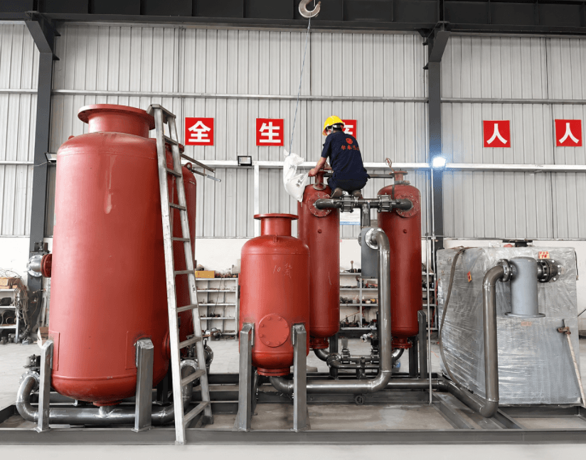 HUATAI engineer assembling a customized PSA oxygen generator in the factory