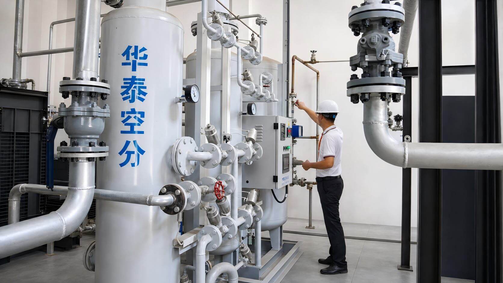 Huatai engineer commissioning a nitrogen generator at the customer’s site